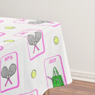 Preppy Tennis Mahjong / Racket- en Bagage Tegels Tafelkleed