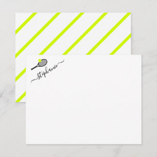 Preppy Tennis Stripe Personal Note Kaart Notitiekaartje