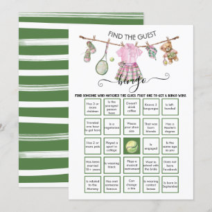 Preppy Tennis Vind de Gast BINGO Kaart