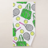 Preppy tennisrackets roze groen badhanddoek (Badhanddoek)