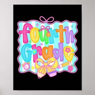Preppy terug naar school 4e klas Coquette strik me Poster