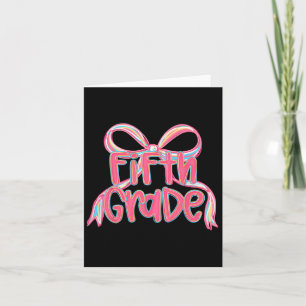 Preppy Terug naar school 5e klas Roze Coquette Bow Kaart