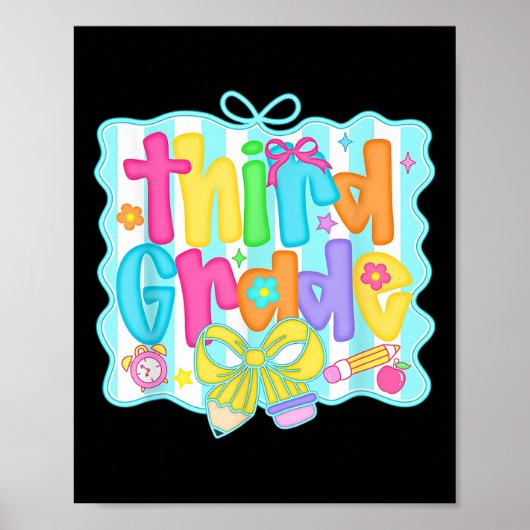 Preppy Third 3rd Grade Teacher Team Bow Back To Sc Poster (Voorkant)