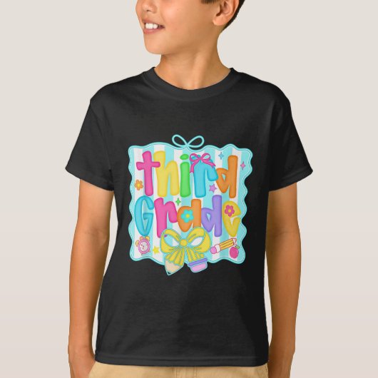 Preppy Third 3rd Grade Teacher Team Bow Back To Sc T-shirt (Voorkant)