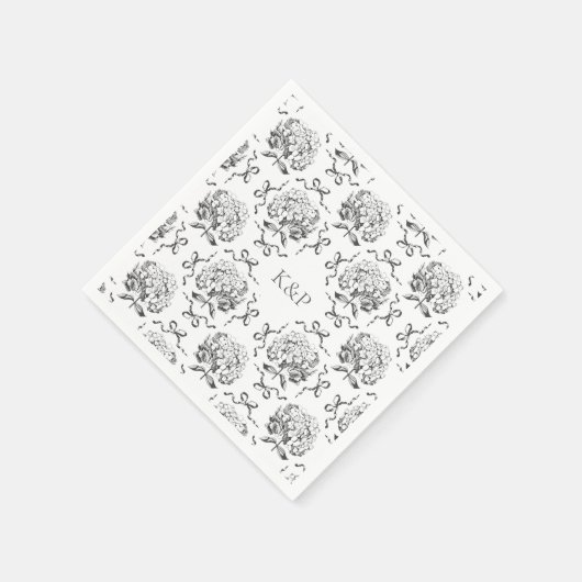 Preppy Toile Hydrangea Bow met naam Servet (Hoek)