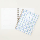 Preppy Trellis Bow Blue & Green Hydrangea Monogram (Devant avec enveloppe)