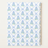 Preppy Trellis Bow Blue & Green Hydrangea Monogram Planner (Achterkant)