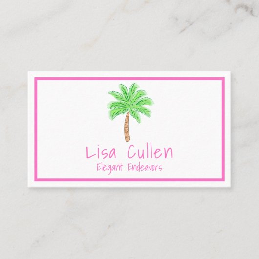Preppy Tropical Palm Tree Custom Visitekaartje (Voorkant)