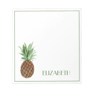 Preppy Tropische Ananas Gepersonaliseerd Notitieblok