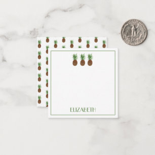 Preppy tropische ananas gepersonaliseerd notitiekaartje