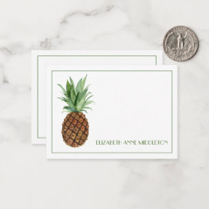 Preppy Tropische Ananas Gepersonaliseerd Notitiekaartje