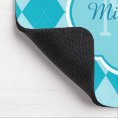 Preppy Turquoise Argyle Girly Monogram en naam Muismat (Hoek)
