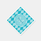 Preppy Turquoise Argyle Girly Monogram en naam Servetten (Hoek)