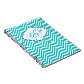Preppy Turquoise Chevron Script Monogram Carnet (Côté Droit)