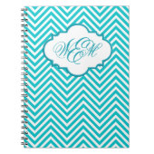 Preppy Turquoise Chevron Script Monogram Carnet (Devant)