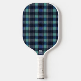 Preppy Turquoise & Marine Schotse Ruit Pickleball Paddle