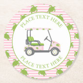 Preppy Turtles Golf Cart Ronde Kartonnen Onderzetter (Voorkant)