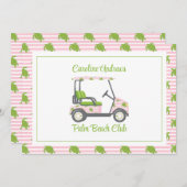 Preppy Turtles Palm Beach Golf Cart Personalized Bedankkaart (Voorkant / Achterkant)
