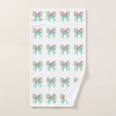 Préppy - Vaches rose et verte personnalisée (Serviette à main)