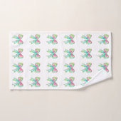 Préppy - Vaches rose et verte personnalisée (Serviette à main)