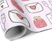 Preppy Valentijns  iconen Zacht Roze Wrapping Papi Cadeaupapier (Rol Hoek)