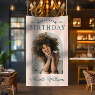 Preppy verjaardagsfeest welkom foto roze voor elke spandoek