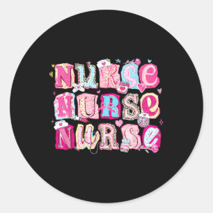 Preppy verpleegster Valentijn 90s stethoscoop Vale Ronde Sticker