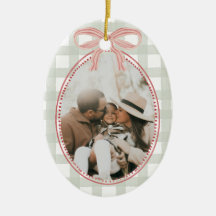 Preppy Vintage Roze Strik Kerst Familie Foto