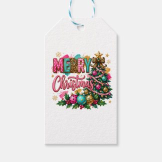 Preppy vrolijk kerstfeest cadeaulabel