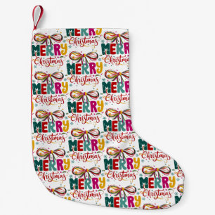 Preppy vrolijk kerstfeest Coquette strik Kerstmis Kleine Kerstsok