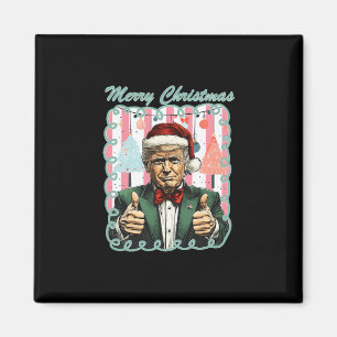 Preppy vrolijk kerstfeest Trump 2025 Kerstmis Maak Magneet