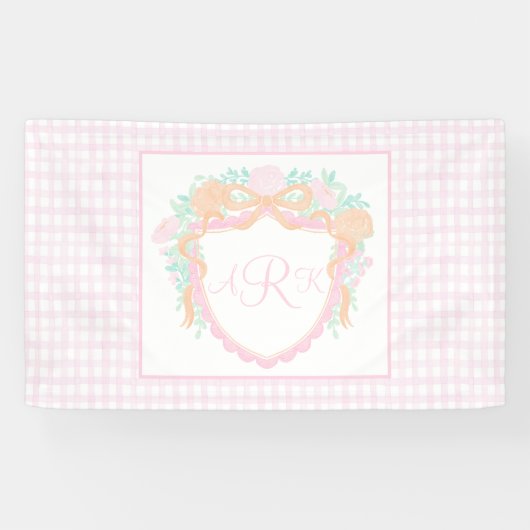 Preppy Watercolor Fall Crest Anniversaire bannière (Horizontal)