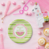 Preppy Watermeloen 1e verjaardag Roze en Groen Papieren Bordje (Feest)