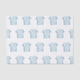 Preppy Waterverf Blauw Monogram Golfpolo Shirt Tissuepapier