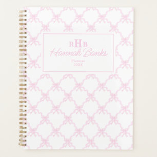 Preppy Waterverf Bows Trellis Monogram Planner