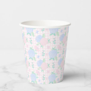 Preppy Waterverf Floral Gingham Verjaardag Papieren Bekers