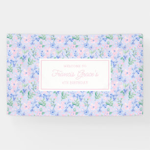 Preppy Waterverf Flowers bewerkbaar Spandoek