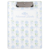 Preppy Waterverf Monogram Hydrangea Bows Klembord (Voorkant)