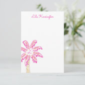 Preppy Waterverf Palm Tree Monogram Notitiekaarten (Staand voorkant)