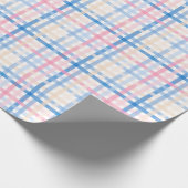 Preppy Waterverf Pastel gingham plaid Party Cadeaupapier (Hoek)
