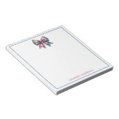 Preppy Waterverf Plaid Bow gepersonaliseerd Notitieblok (Schuin)