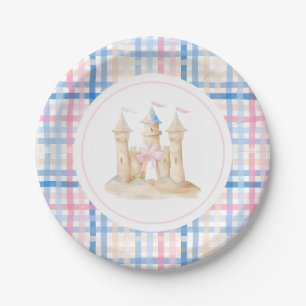 Preppy Waterverf Strand Sandcastle Party Papieren Bordje
