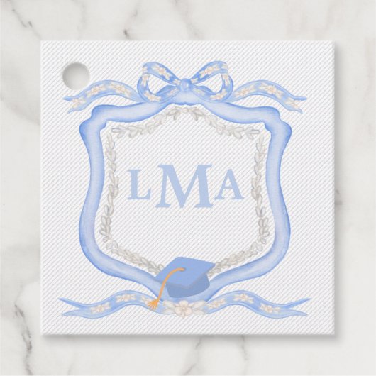 Preppy Wedgewood monogram Afstuderen Bedankjes Labels (Voorkant)