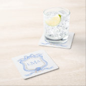 Preppy Wedgewood monogram Afstuderen Vierkante Kartonnen Onderzetter (Insitu)