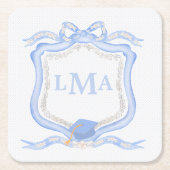 Preppy Wedgewood monogram Afstuderen Vierkante Kartonnen Onderzetter (Voorkant)