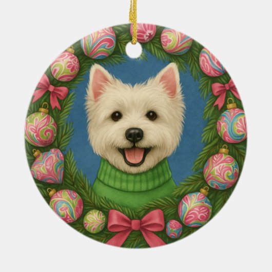 Preppy Westie Keramisch Ornament (Achterkant)