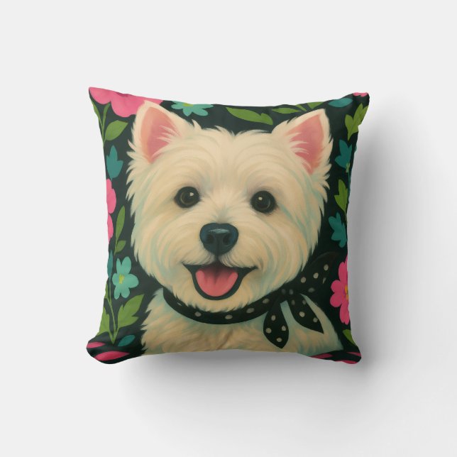 Preppy Westie Kussen (Voorkant)