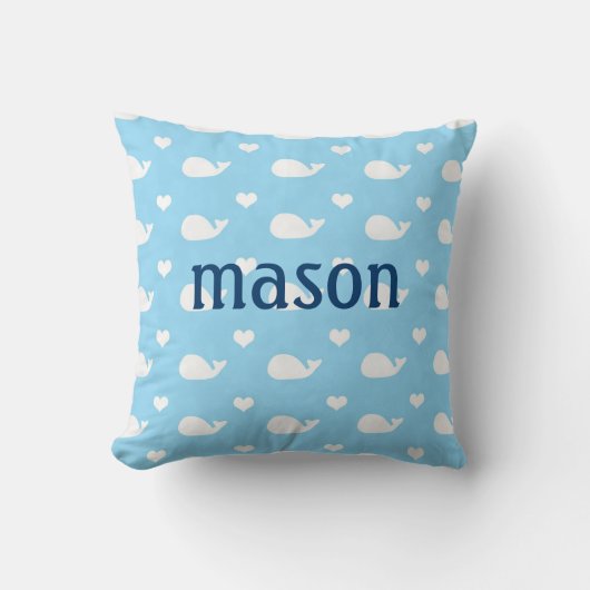 Preppy Whale Baby Blue Pillow Kussen (Voorkant)
