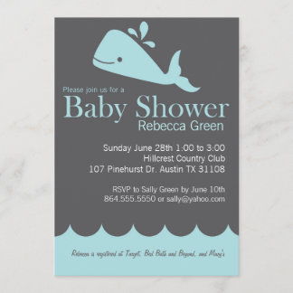 Preppy Whale Baby shower Invitation Kaart