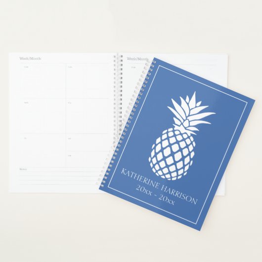 Preppy White Pineapple on Blue (Devant avec enveloppe)
